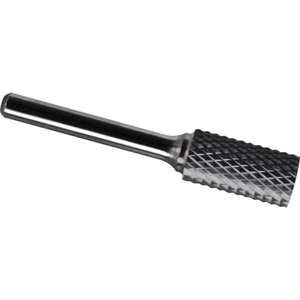 Made in USA - 1/4" Cut Diam, 1/8" Shank Diam, Cylinder Head Diamond Cut Burr - Carbide, 1/2" LOC, 2" OAL - Eagle Tool & Supply