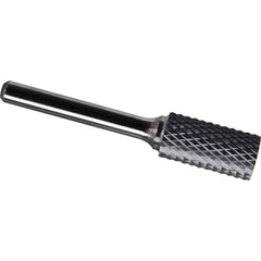 Made in USA - 1" Cut Diam, 0.2362" Shank Diam, Cylinder Head Diamond Cut Burr - Carbide, 25mm LOC, 70mm OAL - Eagle Tool & Supply