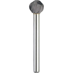 Made in USA - 3/16" Cut Diam, 1/4" Shank Diam, Ball Head Aluma Cut Burr - Carbide, 1/8" LOC, 2" OAL - Eagle Tool & Supply