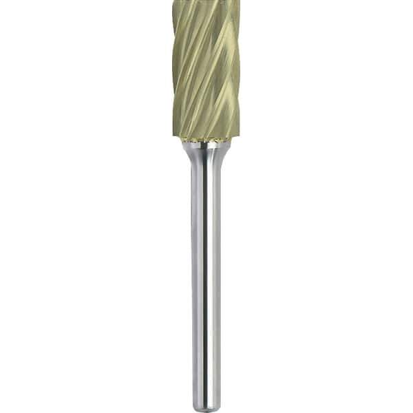 Made in USA - 1" Cut Diam, 0.2362" Shank Diam, Cylinder Head Aluma Cut Burr - Carbide, 25mm LOC, 70mm OAL - Eagle Tool & Supply