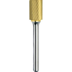 Made in USA - 11mm Cut Diam, 0.2362" Shank Diam, Cylinder Head Single Cut Burr - Carbide, 25mm LOC, 70mm OAL - Eagle Tool & Supply