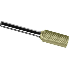 Made in USA - 3/8" Cut Diam, 1/4" Shank Diam, Cylinder Head Chipbreaker Cut Burr - Carbide, 1-1/2" LOC, 3-1/4" OAL - Eagle Tool & Supply