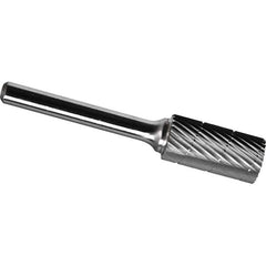 Made in USA - 1" Cut Diam, 0.2362" Shank Diam, Cylinder Head Chipbreaker Cut Burr - Carbide, 25mm LOC, 70mm OAL - Eagle Tool & Supply