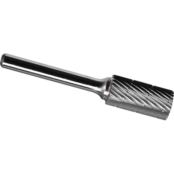 Made in USA - 3/8" Cut Diam, 1/4" Shank Diam, Cylinder Head Chipbreaker Cut Burr - Carbide, 1-1/2" LOC, 3-1/4" OAL - Eagle Tool & Supply