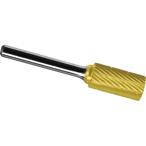 Made in USA - 5/8" Cut Diam, 1/4" Shank Diam, Cylinder Head Chipbreaker Cut Burr - Carbide, 1" LOC, 2-3/4" OAL - Eagle Tool & Supply