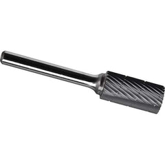 Made in USA - 3/4" Cut Diam, 3/8" Shank Diam, Cylinder Head Chipbreaker Cut Burr - Carbide, 1" LOC, 2-3/4" OAL - Eagle Tool & Supply