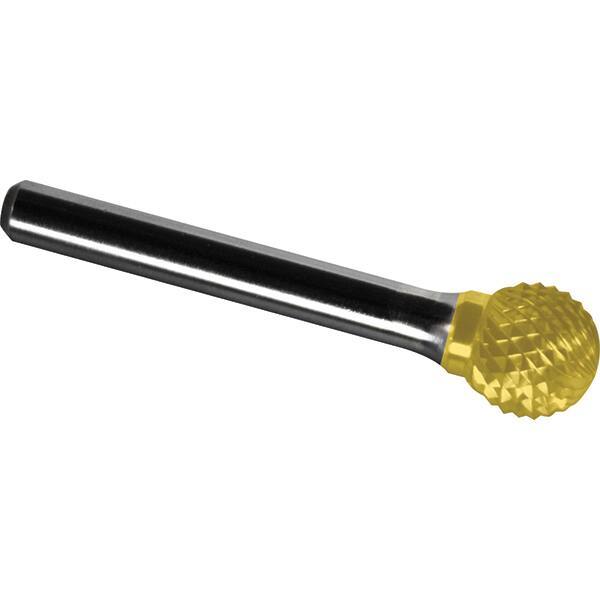 Made in USA - 5mm Cut Diam, 0.2362" Shank Diam, Ball Head Diamond Cut Burr - Carbide, 4mm LOC, 50mm OAL - Eagle Tool & Supply