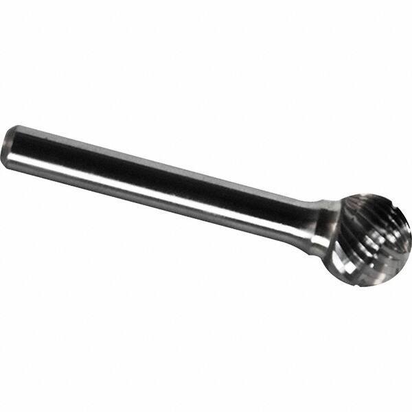 Made in USA - 9.5mm Cut Diam, 0.2362" Shank Diam, Ball Head Chipbreaker Cut Burr - Carbide, 8mm LOC, 53mm OAL - Eagle Tool & Supply