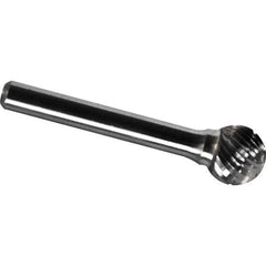 Made in USA - 1/2" Cut Diam, 0.2362" Shank Diam, Ball Head Chipbreaker Cut Burr - Carbide, 11mm LOC, 57mm OAL - Eagle Tool & Supply