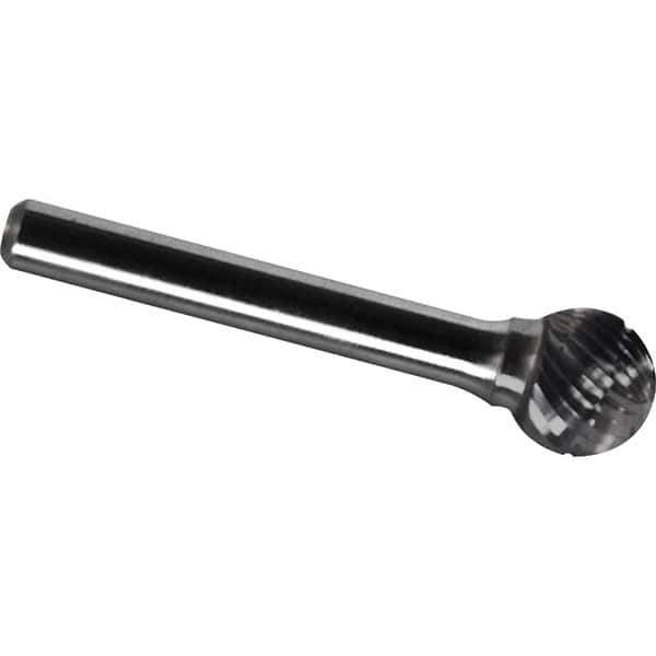 Made in USA - 1" Cut Diam, 0.2362" Shank Diam, Ball Head Chipbreaker Cut Burr - Carbide, 21mm LOC, 68mm OAL - Eagle Tool & Supply