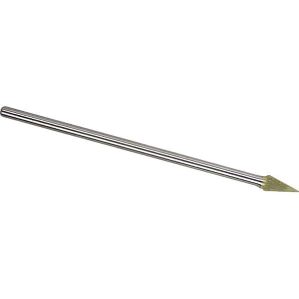 Made in USA - 1/4" Cut Diam, 1/4" Shank Diam, Cone Head Double Cut Burr - Carbide, 3/4" LOC, 6-3/4" OAL - Eagle Tool & Supply