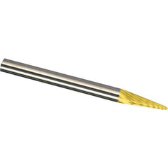 Made in USA - 3mm Cut Diam, 0.1181" Shank Diam, Cone Head Double Cut Burr - Carbide, 8.9mm LOC, 38mm OAL - Eagle Tool & Supply