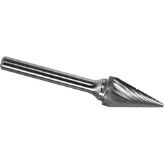 Made in USA - 5/16" Cut Diam, 1/4" Shank Diam, Cone Head Chipbreaker Cut Burr - Carbide, 3/4" LOC, 2-1/2" OAL - Eagle Tool & Supply