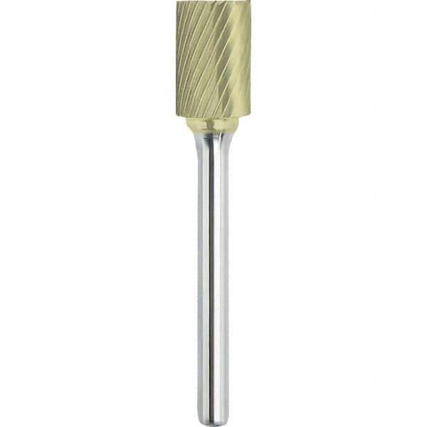 Made in USA - 19mm Cut Diam, 0.2362" Shank Diam, Cylinder with End Cut Head Single Cut Burr - Carbide, 25mm LOC, 70mm OAL - Eagle Tool & Supply
