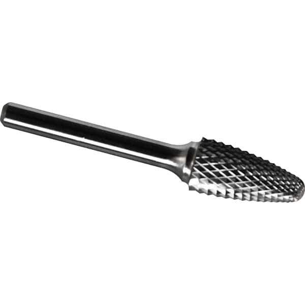 Made in USA - 1/2" Cut Diam, 0.2362" Shank Diam, Tree with Radius Head Diamond Cut Burr - Carbide, 25mm LOC, 70mm OAL - Eagle Tool & Supply