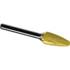 Made in USA - 11mm Cut Diam, 0.2362" Shank Diam, Tree with Radius Head Diamond Cut Burr - Carbide, 25mm LOC, 70mm OAL - Eagle Tool & Supply