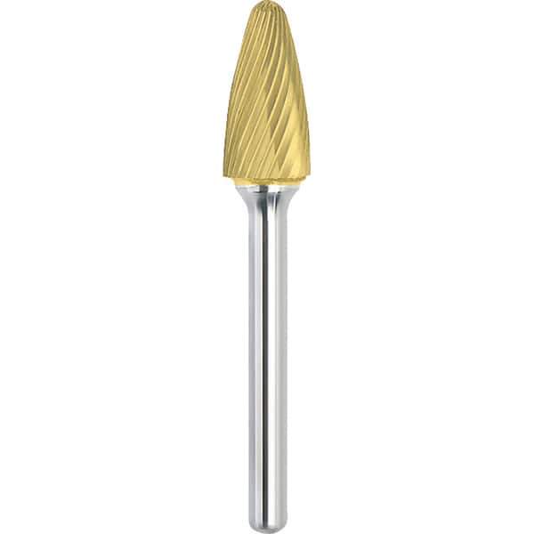 Made in USA - 1-1/4" Cut Diam, 3/8" Shank Diam, Tree with Radius Head Single Cut Burr - Carbide, 2" LOC, 3-3/4" OAL - Eagle Tool & Supply