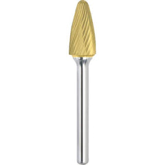 Made in USA - 1-1/4" Cut Diam, 3/8" Shank Diam, Tree with Radius Head Single Cut Burr - Carbide, 2" LOC, 3-3/4" OAL - Eagle Tool & Supply