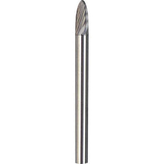 Made in USA - 6mm Cut Diam, 0.2362" Shank Diam, Tree with Radius Head Diamond Cut Burr - Carbide, 16mm LOC, 50mm OAL - Eagle Tool & Supply