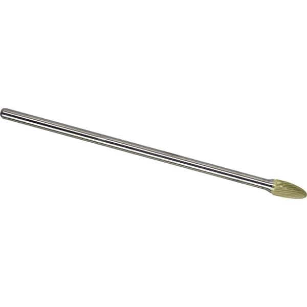 Made in USA - 6mm Cut Diam, 0.2362" Shank Diam, Tree with Radius Head Single Cut Burr - Carbide, 16mm LOC, 163mm OAL - Eagle Tool & Supply