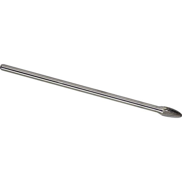 Made in USA - 6mm Cut Diam, 0.2362" Shank Diam, Tree with Radius Head Single Cut Burr - Carbide, 16mm LOC, 163mm OAL - Eagle Tool & Supply