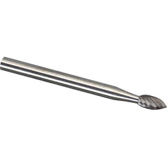Made in USA - 6mm Cut Diam, 0.2362" Shank Diam, Flame Head Chipbreaker Cut Burr - Carbide, 12.7mm LOC, 50mm OAL - Eagle Tool & Supply