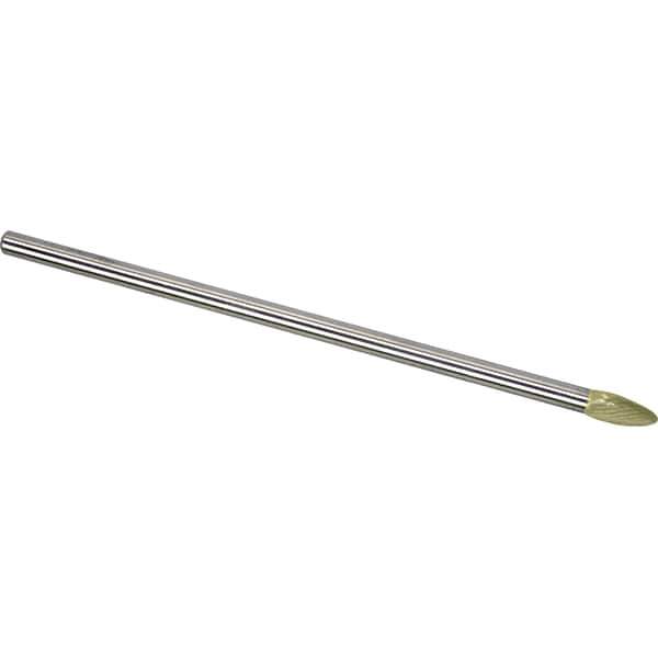 Made in USA - 1/4" Cut Diam, 1/4" Shank Diam, Flame Head Single Cut Burr - Carbide, 1/2" LOC, 6-3/4" OAL - Eagle Tool & Supply