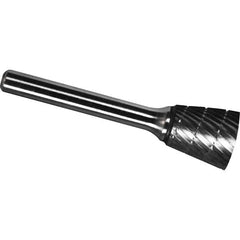 Made in USA - 1/2" Cut Diam, 0.2362" Shank Diam, Inverted Cone Head Chipbreaker Cut Burr - Carbide, 12.7mm LOC, 57.7mm OAL - Eagle Tool & Supply