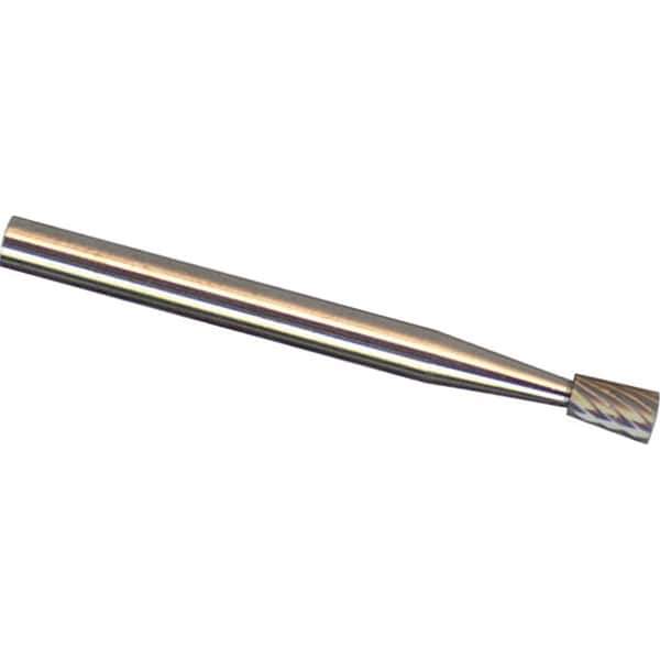 Made in USA - 6mm Cut Diam, 0.2362" Shank Diam, Inverted Cone Head Double Cut Burr - Carbide, 8mm LOC, 50mm OAL - Eagle Tool & Supply