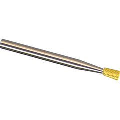 Made in USA - 1/4" Cut Diam, 1/4" Shank Diam, Inverted Cone Head Aluma Cut Burr - Carbide, 5/16" LOC, 2" OAL - Eagle Tool & Supply
