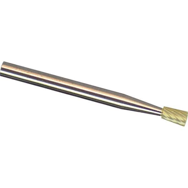 Made in USA - 6mm Cut Diam, 0.2362" Shank Diam, Inverted Cone Head Chipbreaker Cut Burr - Carbide, 8mm LOC, 50mm OAL - Eagle Tool & Supply