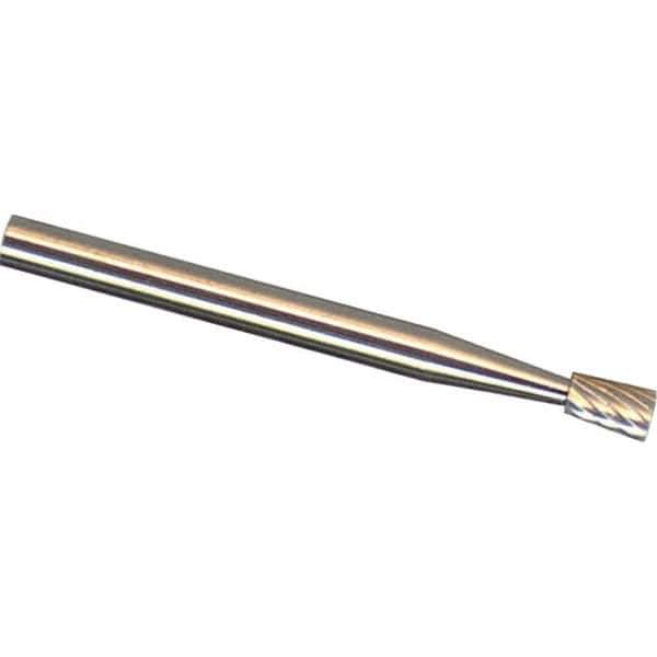 Made in USA - 6mm Cut Diam, 0.2362" Shank Diam, Inverted Cone Head Single Cut Burr - Carbide, 8mm LOC, 50mm OAL - Eagle Tool & Supply