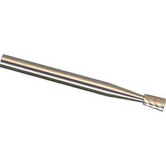 Made in USA - 3mm Cut Diam, 0.1181" Shank Diam, Inverted Cone Head Aluma Cut Burr - Carbide, 4mm LOC, 38mm OAL - Eagle Tool & Supply