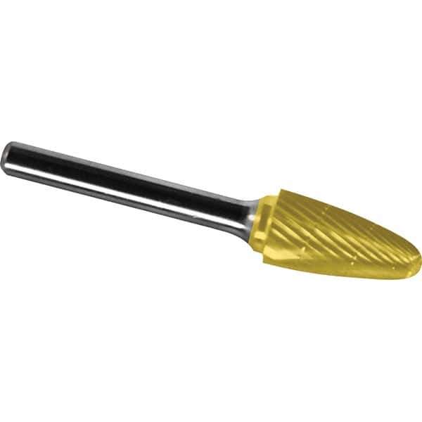 Made in USA - 9.5mm Cut Diam, 0.2362" Shank Diam, Tree with Radius Head Chipbreaker Cut Burr - Carbide, 19mm LOC, 63mm OAL - Eagle Tool & Supply