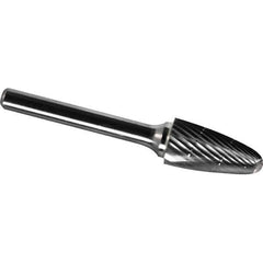 Made in USA - 1/2" Cut Diam, 0.2362" Shank Diam, Cone Head Chipbreaker Cut Burr - Carbide, 28.5mm LOC, 73mm OAL - Eagle Tool & Supply