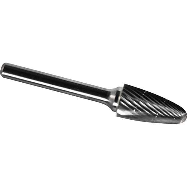 Made in USA - 9.5mm Cut Diam, 0.2362" Shank Diam, Tree with Radius Head Chipbreaker Cut Burr - Carbide, 19mm LOC, 63mm OAL - Eagle Tool & Supply