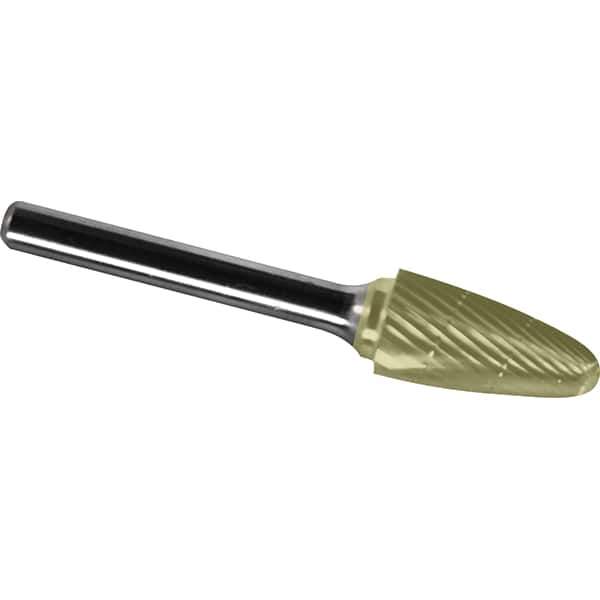 Made in USA - 1-1/4" Cut Diam, 3/8" Shank Diam, Tree with Radius Head Chipbreaker Cut Burr - Carbide, 2" LOC, 3-3/4" OAL - Eagle Tool & Supply