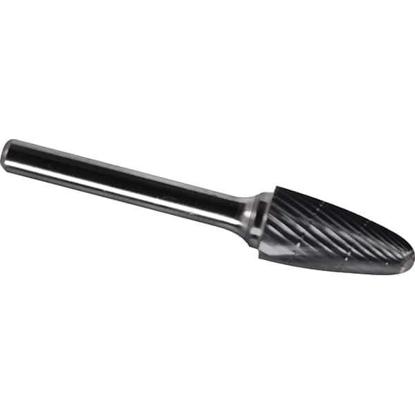 Made in USA - 19mm Cut Diam, 0.2362" Shank Diam, Tree with Radius Head Chipbreaker Cut Burr - Carbide, 38mm LOC, 83mm OAL - Eagle Tool & Supply