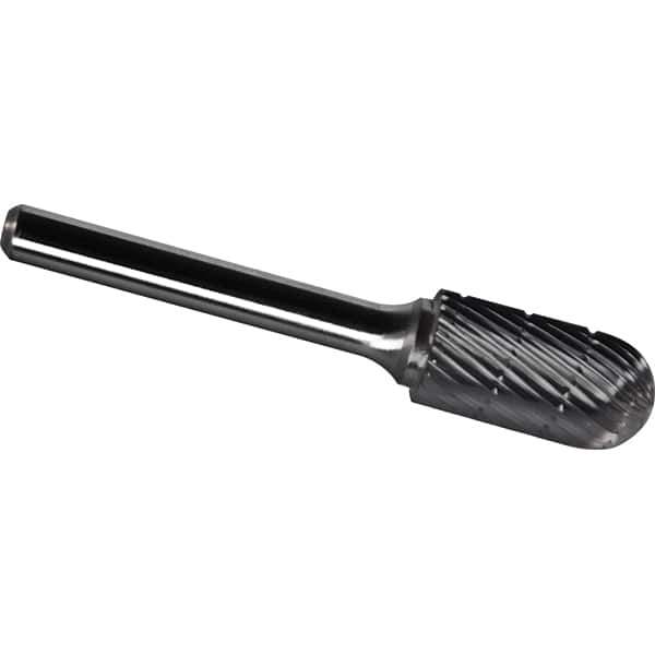 Made in USA - 8mm Cut Diam, 0.2362" Shank Diam, Cylinder with Radius Head Chipbreaker Cut Burr - Carbide, 25mm LOC, 70mm OAL - Eagle Tool & Supply