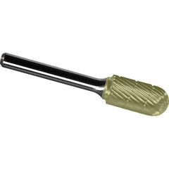 Made in USA - 19mm Cut Diam, 0.2362" Shank Diam, Cylinder with Radius Head Chipbreaker Cut Burr - Carbide, 25mm LOC, 70mm OAL - Eagle Tool & Supply