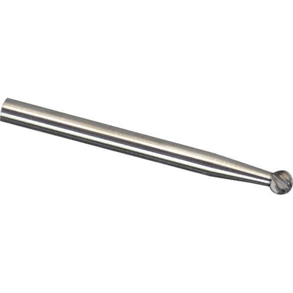 Made in USA - 6mm Cut Diam, 0.2362" Shank Diam, Ball Head Single Cut Burr - Carbide, 5mm LOC, 50mm OAL - Eagle Tool & Supply
