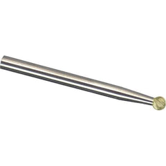 Made in USA - 3/32" Cut Diam, 1/8" Shank Diam, Ball Head Diamond Cut Burr - Carbide, 3/32" LOC, 2" OAL - Eagle Tool & Supply