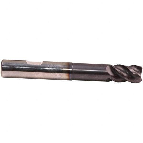 Emuge - 1/2" Diam, 3/4" LOC, 4 Flute Solid Carbide Roughing & Finishing End Mill - TiAlN Finish, 3-3/4" OAL, 1/2" Shank Diam, Weldon Shank, 45° Helix, Centercutting, Extra Long Length - Eagle Tool & Supply