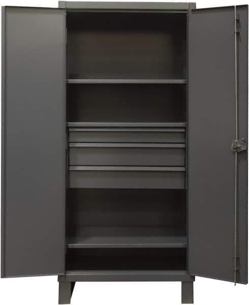 Durham - 3 Shelf Locking Storage Cabinet - Steel, 36" Wide x 24" Deep x 78" High, Gray - Eagle Tool & Supply