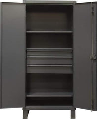 Durham - 3 Shelf Locking Storage Cabinet - Steel, 36" Wide x 24" Deep x 78" High, Gray - Eagle Tool & Supply