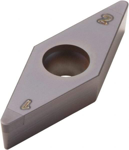 Seco - VBGW331 Grade CBN060K CBN Turning Insert - 35° Diamond, 3/8" Inscr Circle, 3/16" Thick, 1/64" Corner Radius - Eagle Tool & Supply
