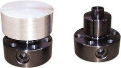 Mitee-Bite - 0.71 to 2.09" Expansion Diam, 4,000 Lb Holding Force, M25 Mounting Screw, M12 Center Screw, Steel ID Expansion Clamps - 2.09" Flange Diam, 3/4" Flange Thickness, 1" Mount Hole Diam, 6 Mount Holes, 1.748" Overall Height, 49 Ft/Lb Torque - Eagle Tool & Supply