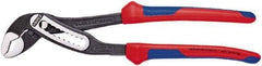 Knipex - 7-1/4" OAL, 1-1/2" Max Capacity, 9 Position Water Pump Tongue & Groove Pliers - Serrated V-Jaws, Alligator Jaw Head, Comfort Grip Handles - Eagle Tool & Supply