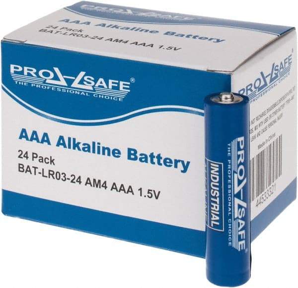 PRO-SAFE - Size AAA, Alkaline, Standard Battery - 1.5 Volts, Flat Terminal, LR03 - Eagle Tool & Supply