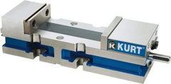 Kurt - 4" Jaw Width, 6" Jaw Opening Capacity, Horizontal Stationary Machine Vise - Manual Operation, 7,500 Lb Capacity, 1 Station, 14.16" Long x 3.4900" High x 1-15/64" Deep, 1.235" Jaw Height, Ductile Iron - Eagle Tool & Supply